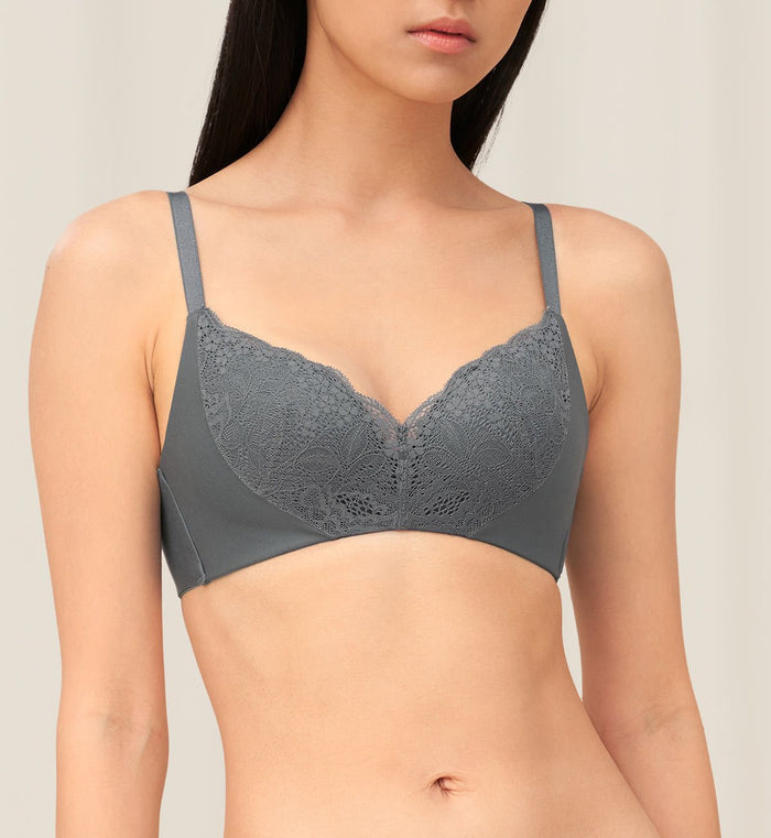COMFORT TOUCH NON-WIRED PADDED BRA - GREY