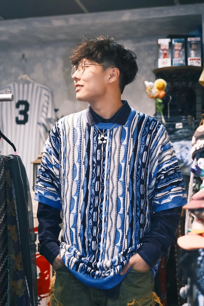 Coogi Style 3D Knitting Sweater Short Sleeve💙🐟