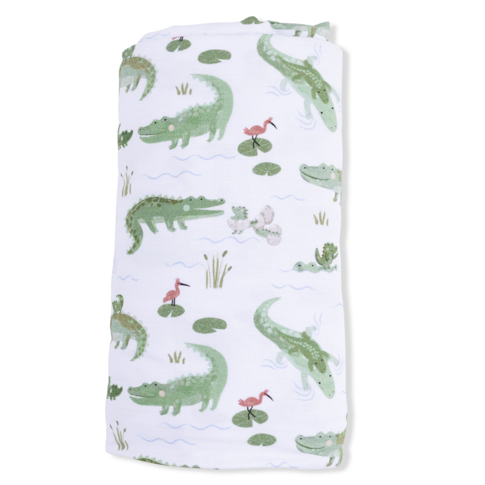 Crayon Alligators Bamboo Swaddle Blanket