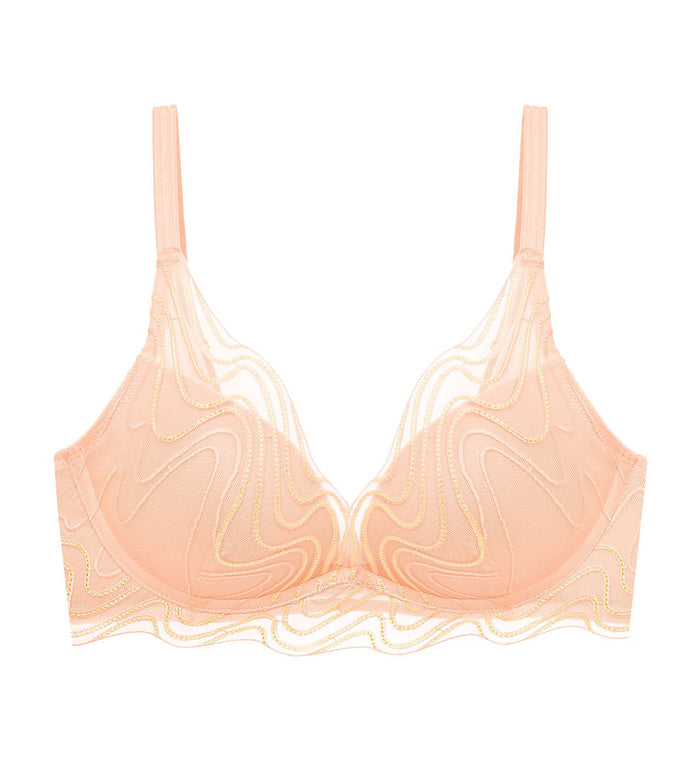Curves Wired Push Up Deep V Bra - LT. BABY PINK
