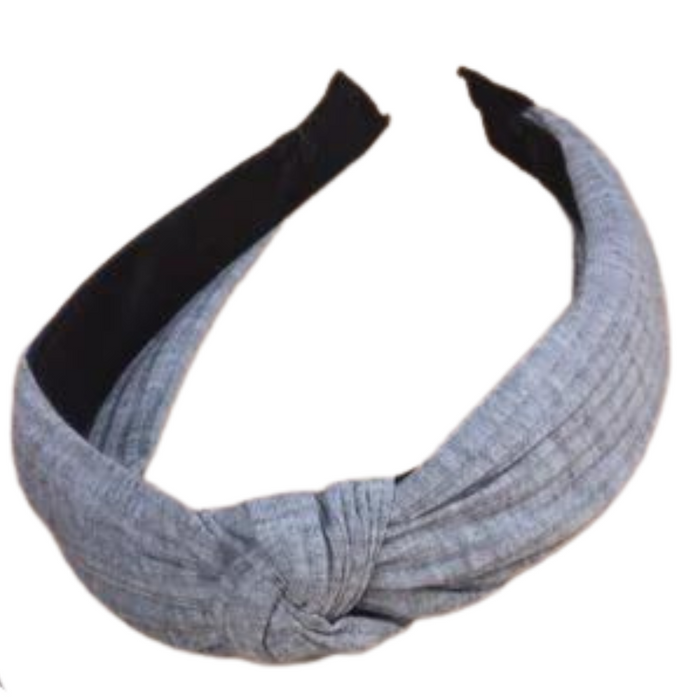 grey ribbed knot headband