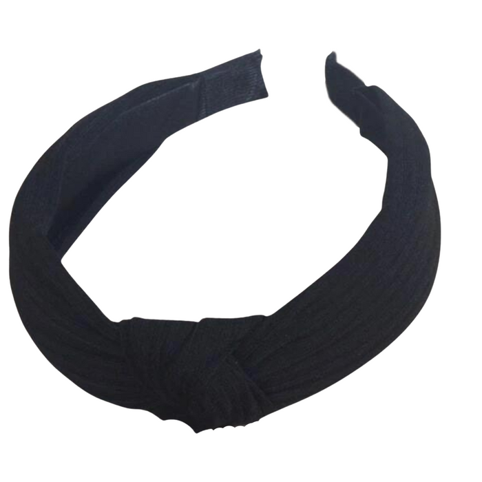black ribbed knot headband