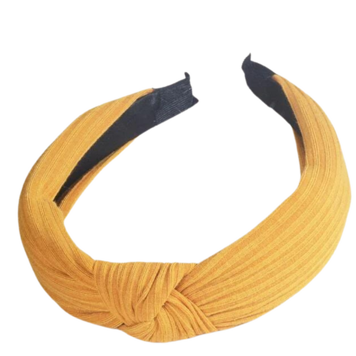 yellow ribbed knot headband
