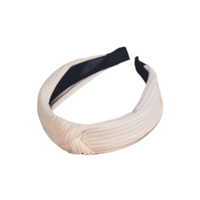 white ribbed knot headband
