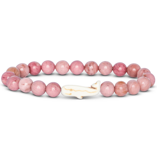 Fahlo whale tracking bracelet with ocean-inspired packaging and information about real-time tracking and whale conservation support.