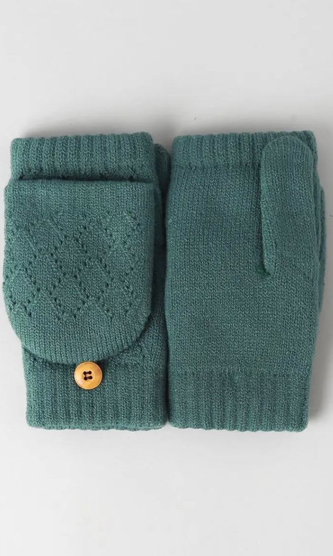 FASHION CITY SOLID KNIT CONVERTIBLE FINGERLESS MITTENS