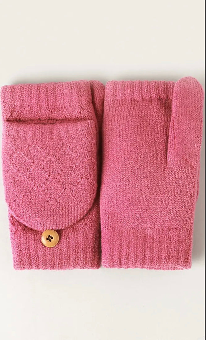 FASHION CITY SOLID KNIT CONVERTIBLE FINGERLESS MITTENS