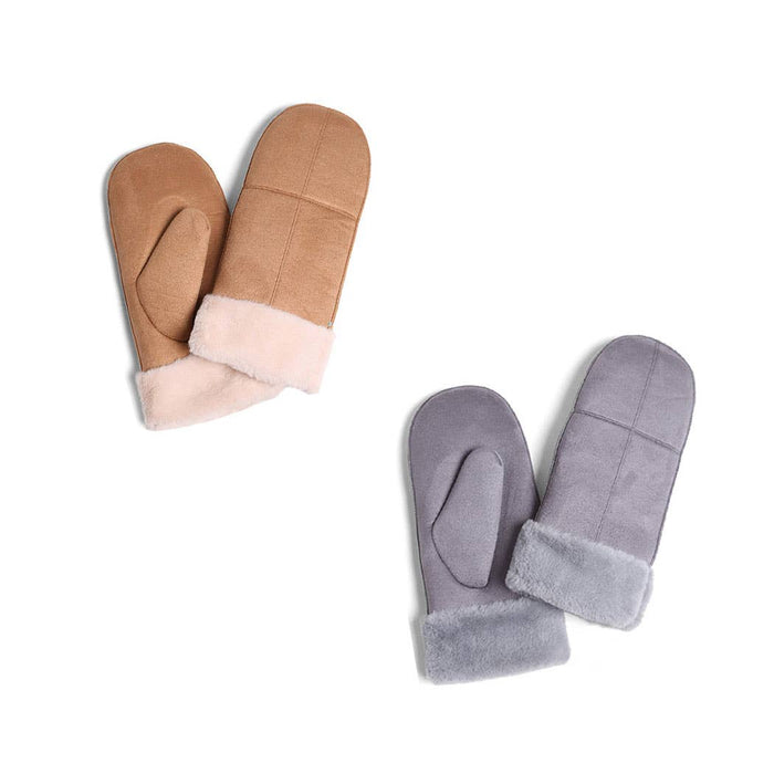 FASHION CITY Suede with Faux Fur Cuffed Mittens