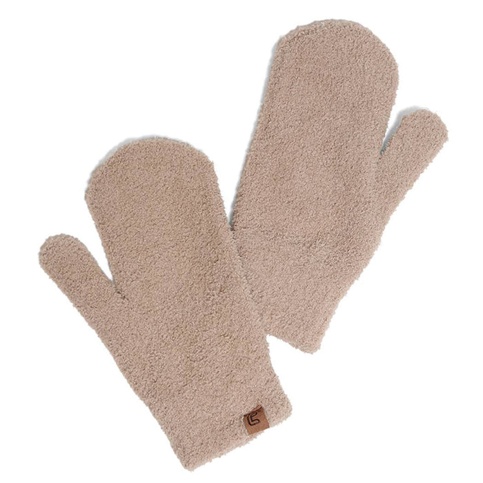 fashion city Winter Solid Color Soft Flush Mittens