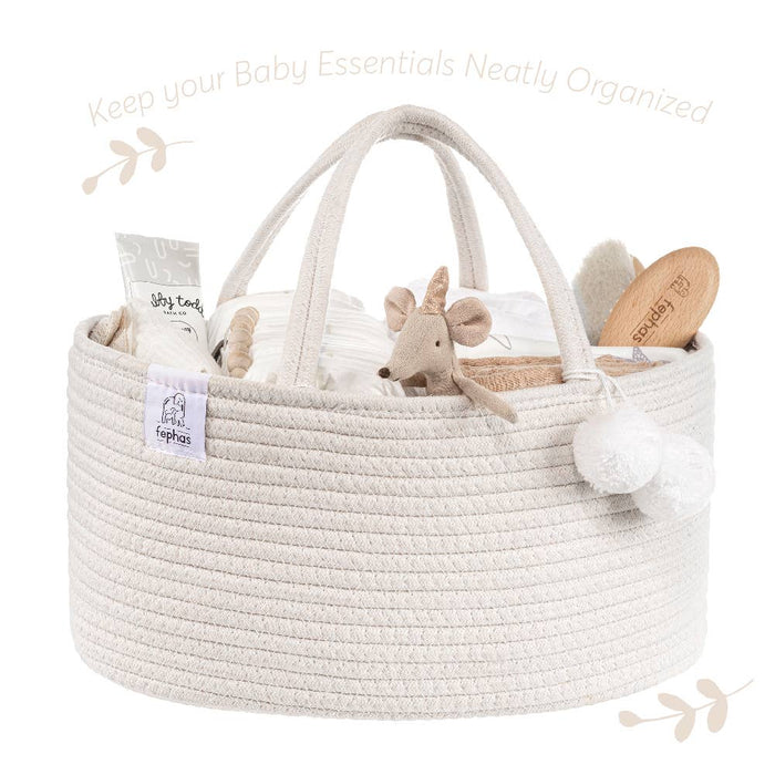 FEPHAS Rope Diaper Caddy- Off-white