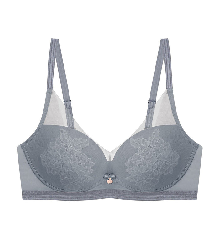 FLORALE PAEONIA NON-WIRED PADDED BRA - GREY