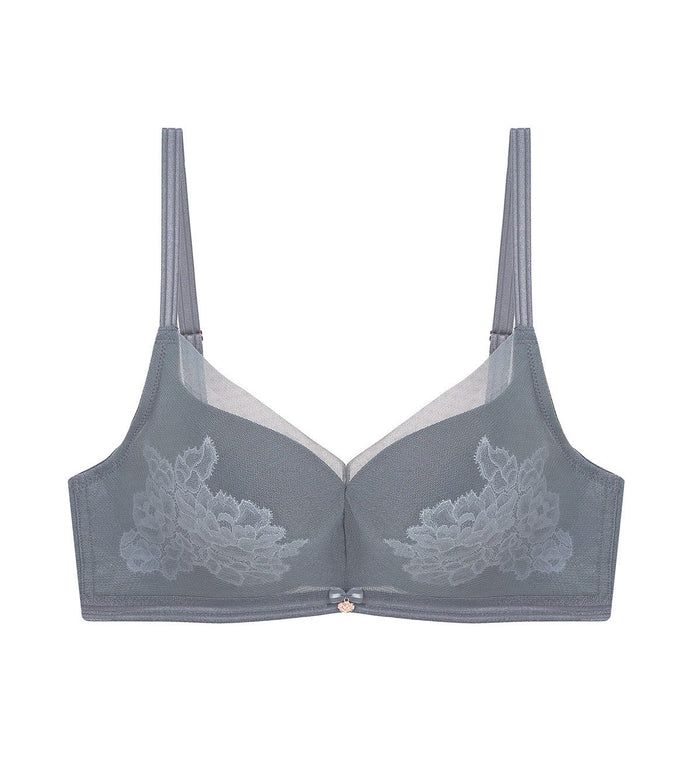 FLORALE PAEONIA WIRED BALCONY BRA - GREY