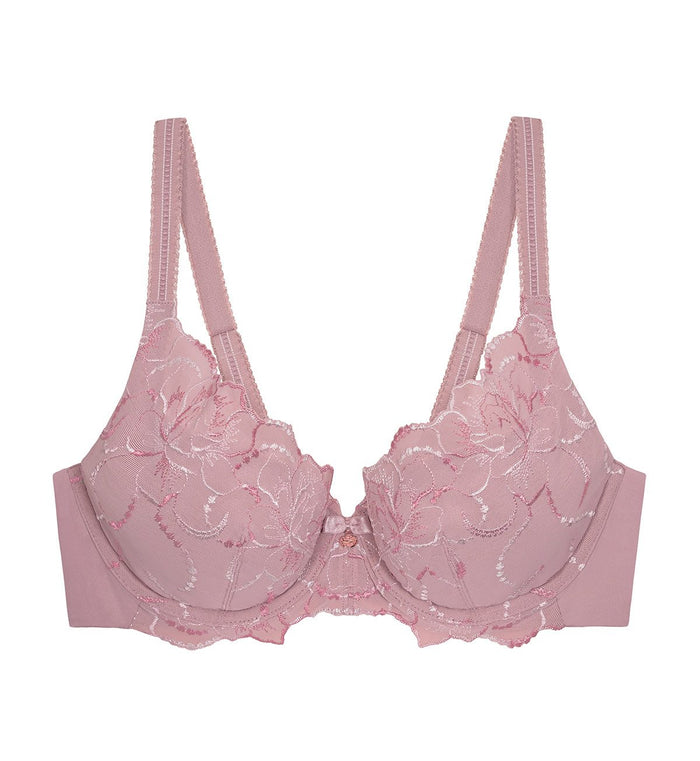 FLORALE ROMANTIC GARDENIA WIRED PADDED DEEP V BRA - MAUVE ROSE