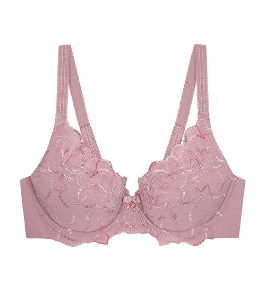 FLORALE ROMANTIC GARDENIA WIRED PADDED DEEP V BRA - MAUVE ROSE