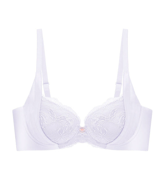 Florale Rose Lilies Wired Padded Push Up Bra - PASTEL MAUVE