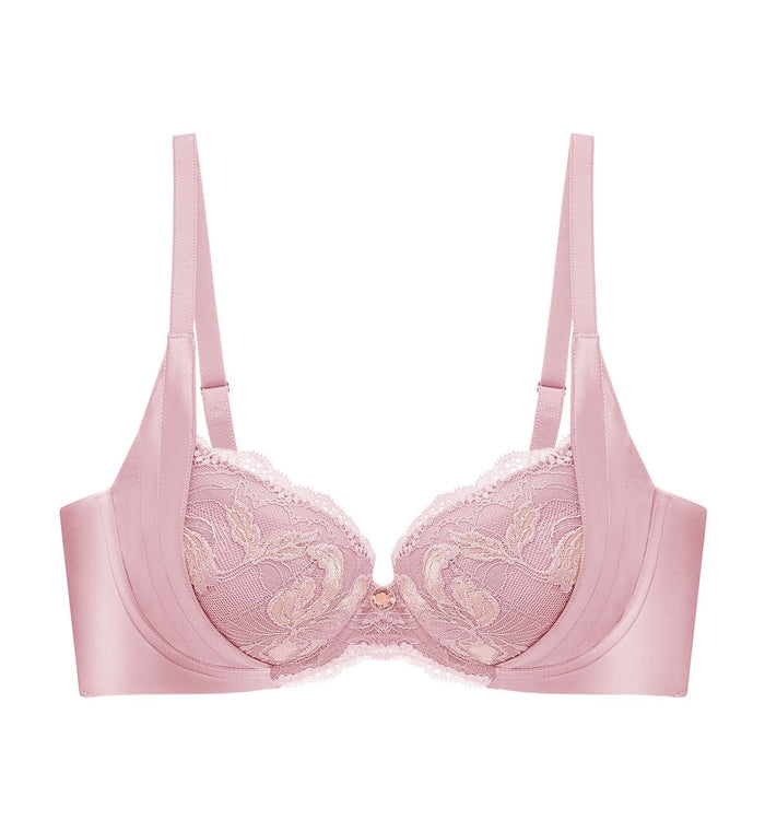 Florale Rose Lilies Wired Padded Push Up Bra - TEA ROSE
