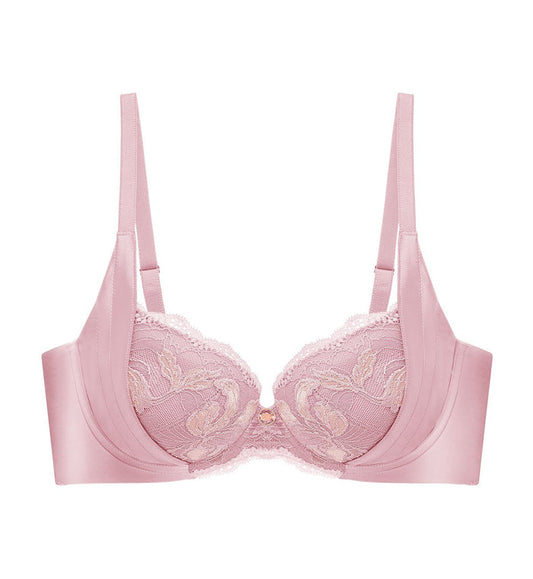 Florale Rose Lilies Wired Padded Push Up Bra - TEA ROSE