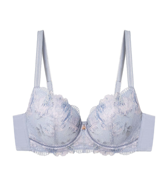 FLORALE SHADOW ROSE NON-WIRED PADDED BRA - BLUISH GRAY