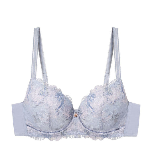 FLORALE SHADOW ROSE NON-WIRED PADDED BRA - BLUISH GRAY