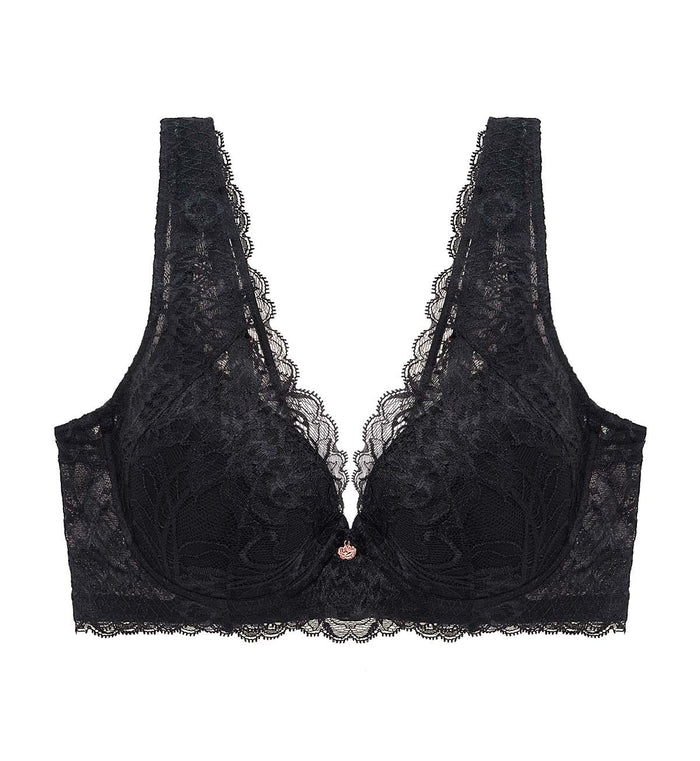 Florale Wild Peony Wired Padded Bra - BLACK