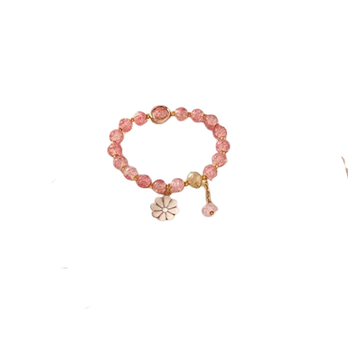 Flower Pendant Glass Bead Bracelet