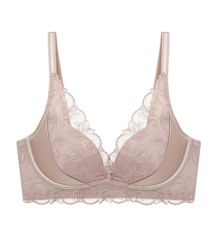 French Romance Non-Wired Push Up Deep V Bra - ASHES OF ROSES