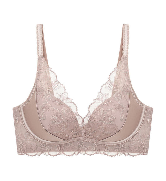 French Romance Non-Wired Push Up Deep V Bra - ASHES OF ROSES