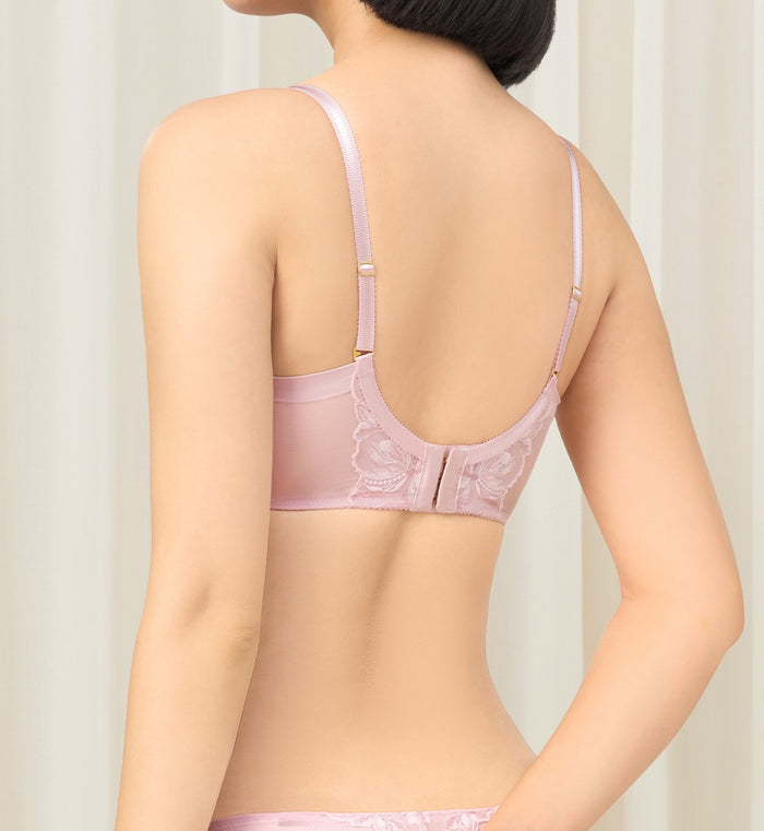 French Romance Non-Wired Push Up Deep V Bra - ROSE