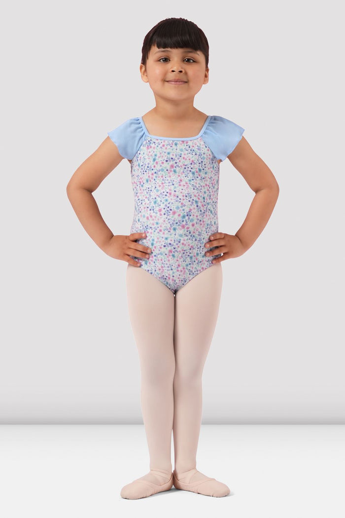 Girls Mirella Ditsy Floral Frill Sleeve Leotard - BLOCH EU