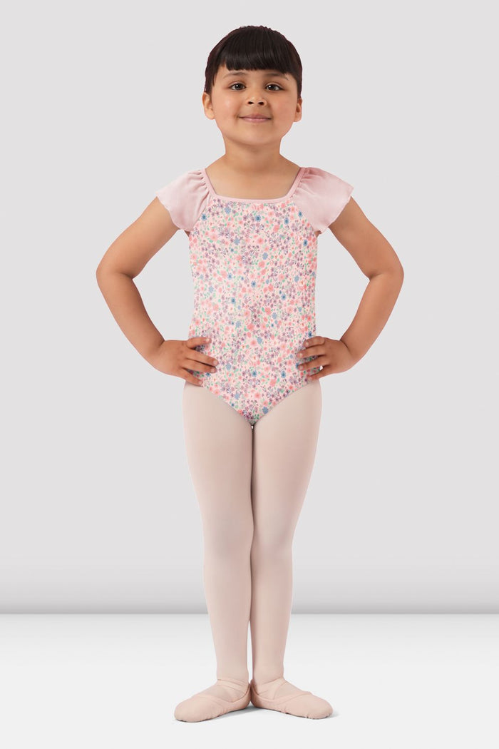 Girls Mirella Ditsy Floral Frill Sleeve Leotard - BLOCH EU