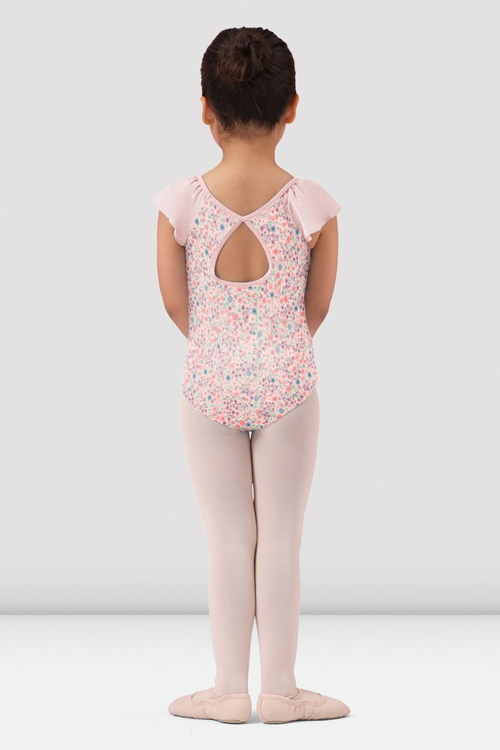 Girls Mirella Ditsy Floral Frill Sleeve Leotard - BLOCH EU
