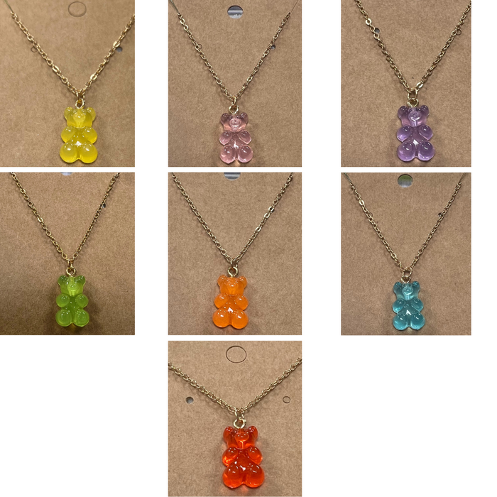 16" gold filled chain with acrylic colored gummi type bear