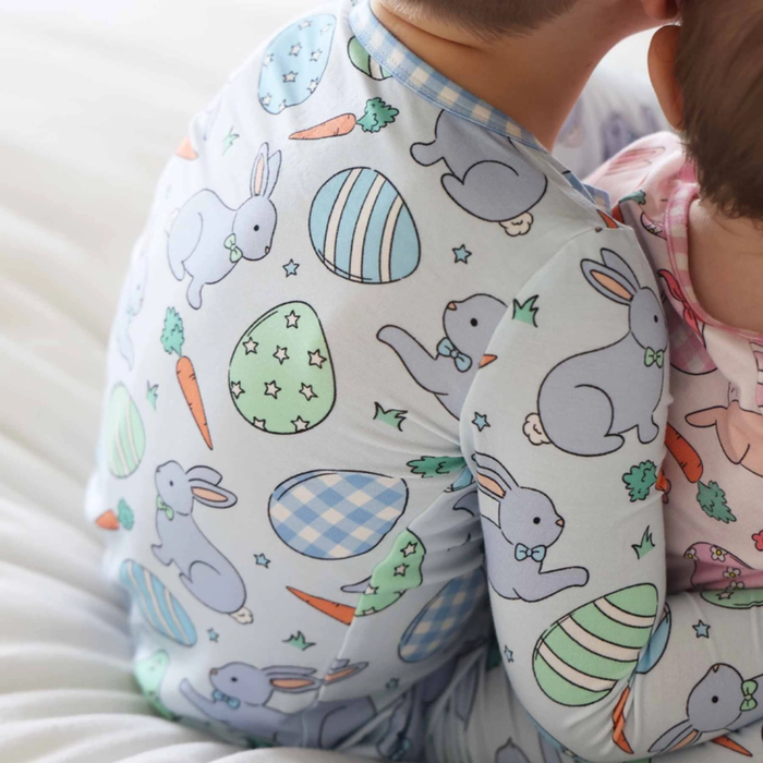 Hoppy Spring Blue Two Piece Pajama Set