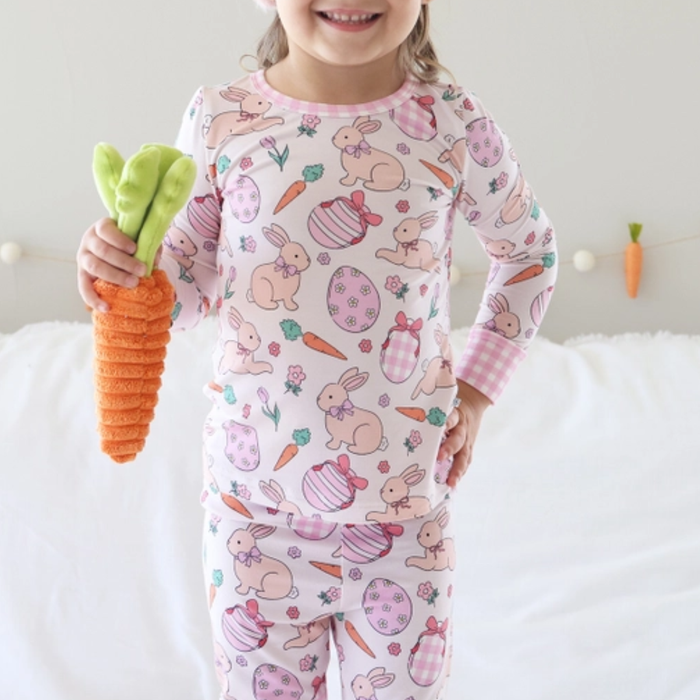 Hoppy Spring Pink Two Piece Pajama Set