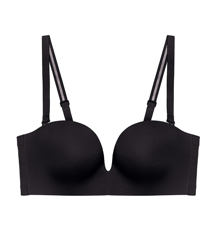 Invisible Inside-Out Non-Wired Detachable Push Up Bra - BLACK