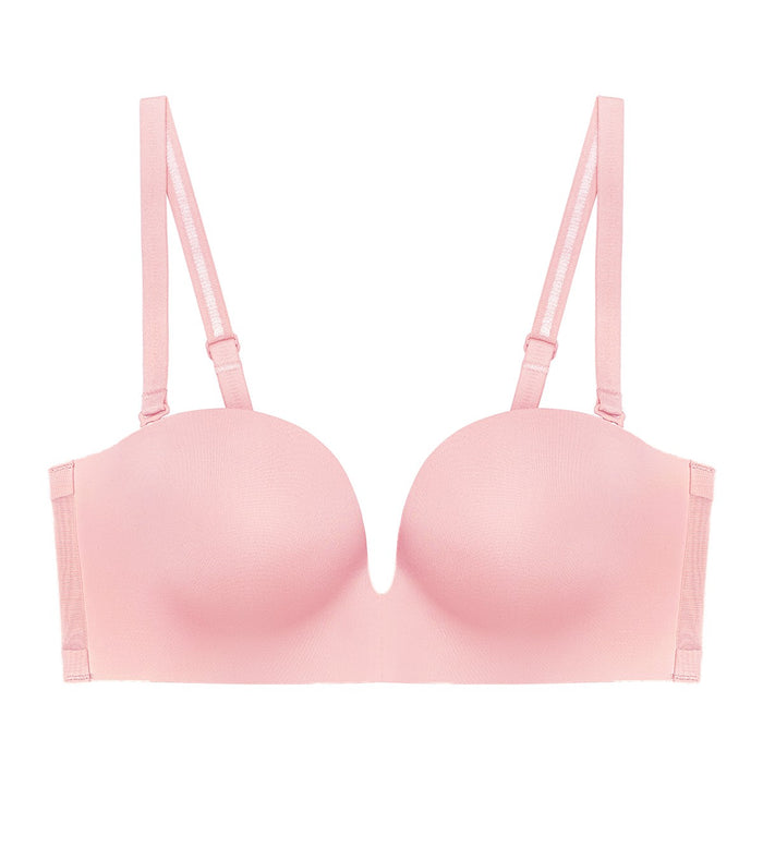 Invisible Inside-Out Non-Wired Detachable Push Up Bra - OLD PINK