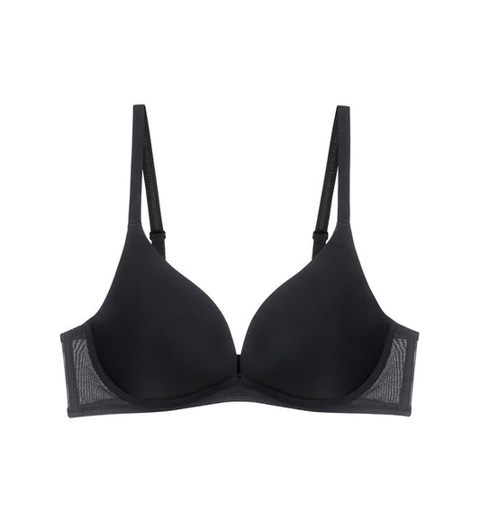 INVISIBLE INSIDE-OUT NON-WIRED PUSH UP DEEP V BRA - BLACK