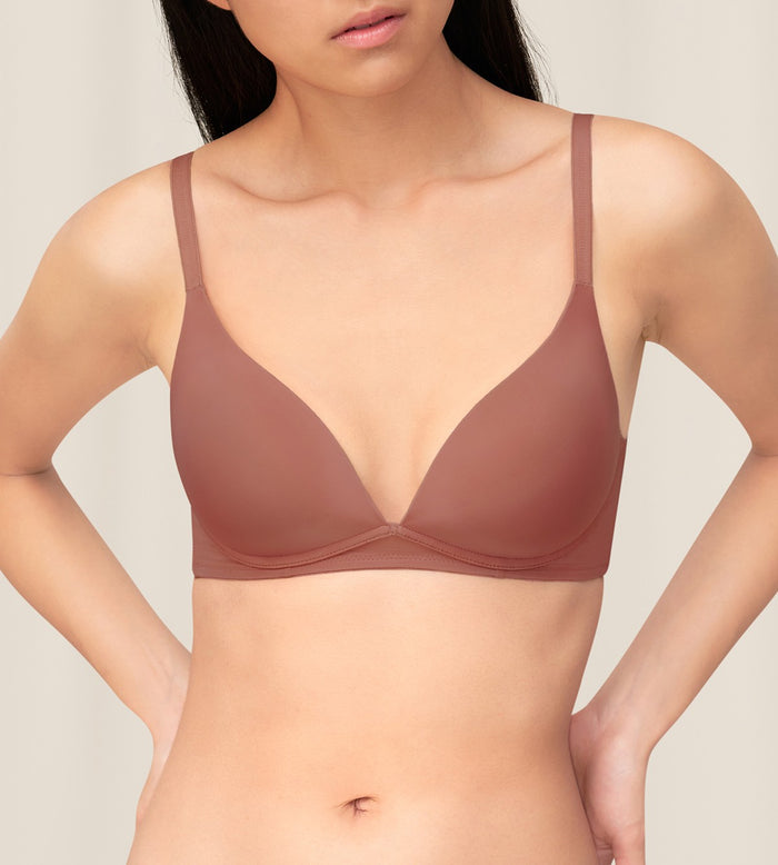 Invisible Inside-Out Non-Wired Push Up Deep V Bra - CAPPUCCINO