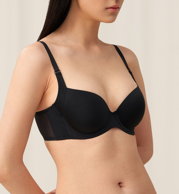 INVISIBLE INSIDE-OUT WIRED PADDED BRA - BLACK