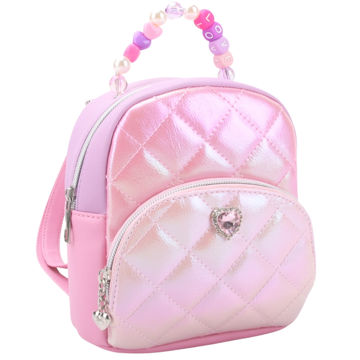 Iridescent Quilted Colorblock Micro-Mini Backpack