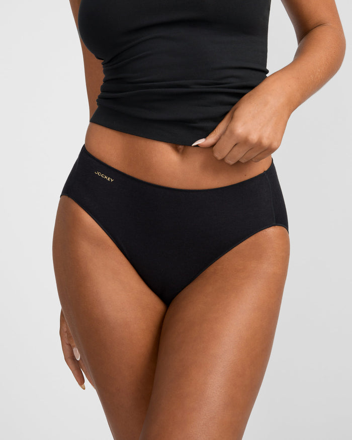 Jockey Women's Bamboo Cotton Hi Cut No Panty Line Promise - Black