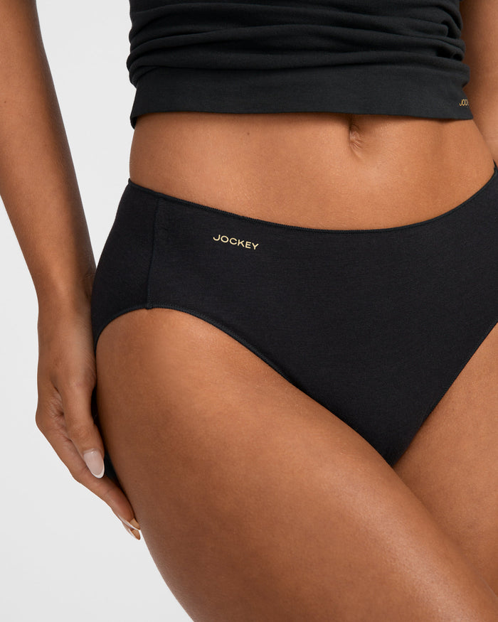 Jockey Women's Bamboo Cotton Hi Cut No Panty Line Promise - Black