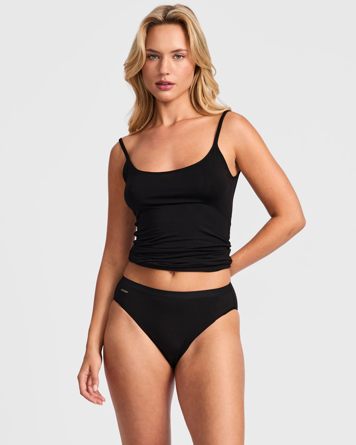 Jockey Women's Bamboo Viscose Elastane Hi Cut Brief Everyday Comfort - Black