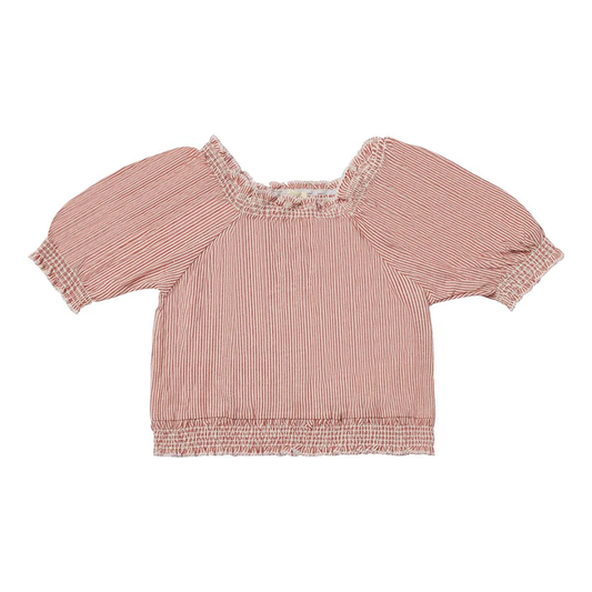 Julie Smocked Blouse – Red Stripe