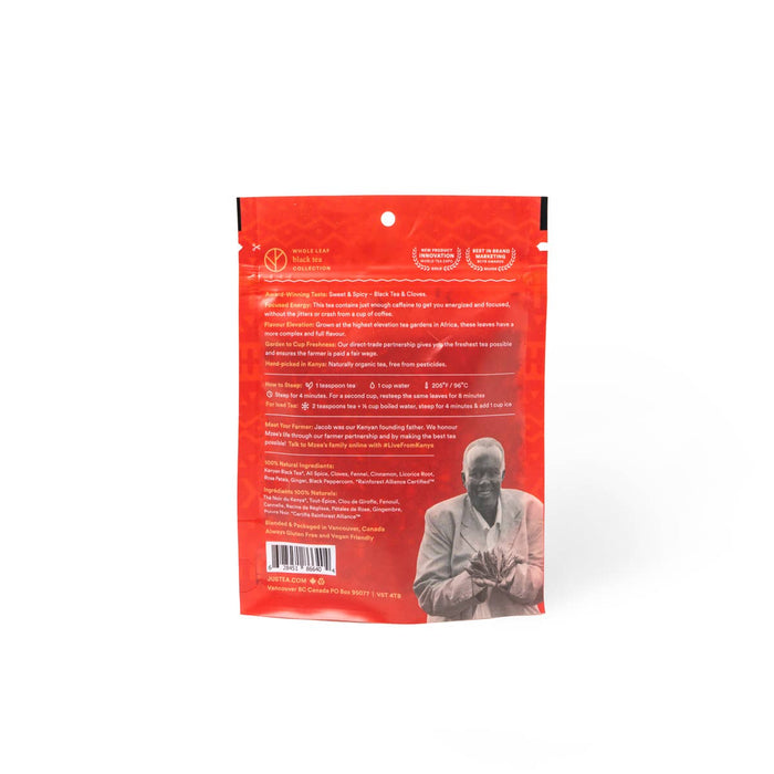 JUST TEA African Chai Stand-up Pouch - Organic, Fair-Trade, Black Tea