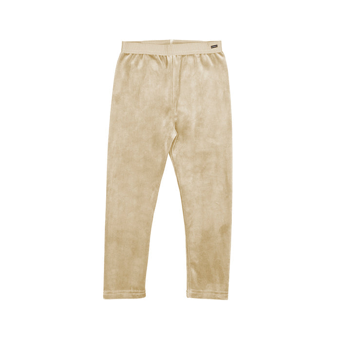Tan Soft velvet leggings with a stretchy waistband and a cozy feel