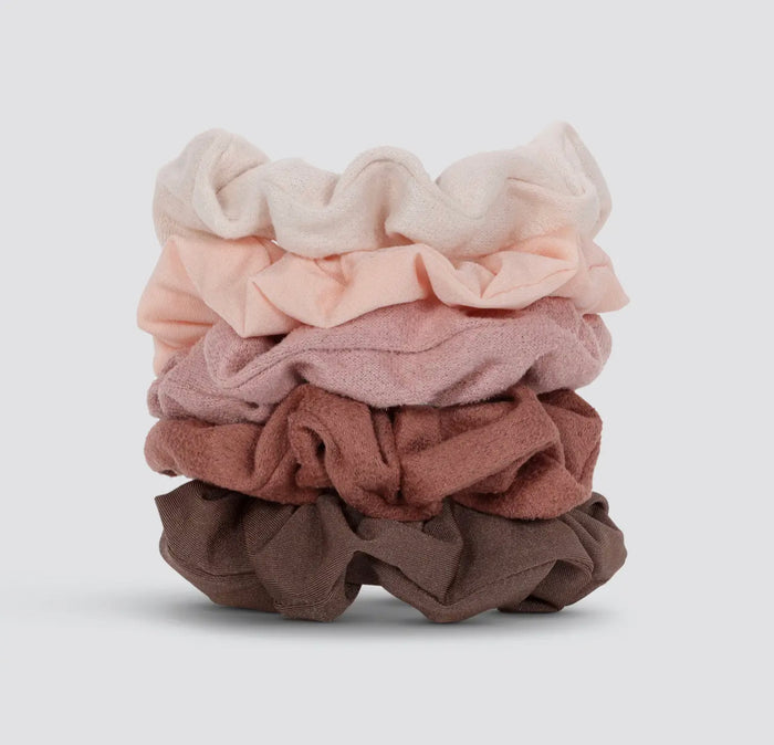 KITSCH ASSORTED TEXTURED SCRUNCHIES 5PK