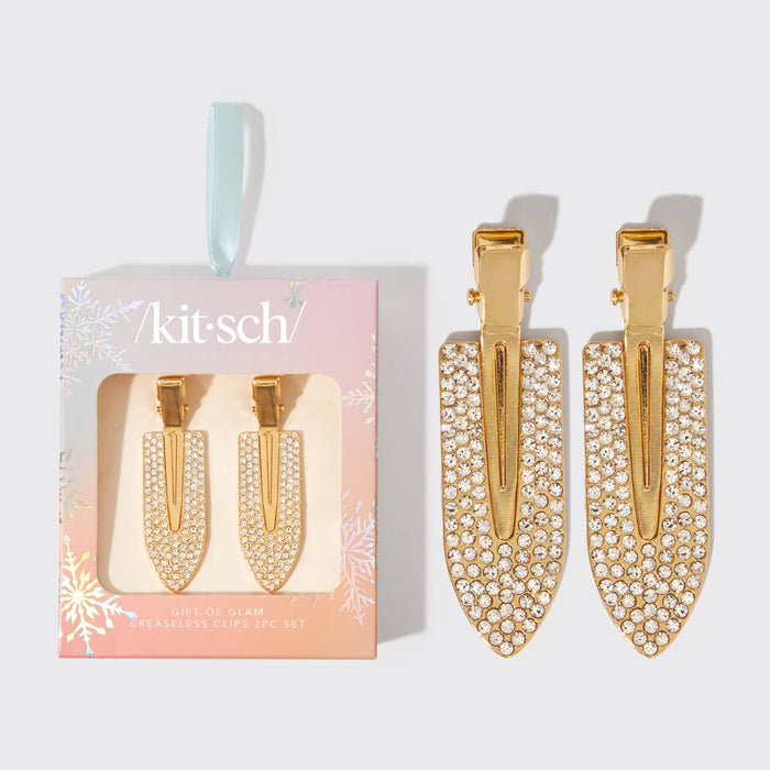 KITSCH Holiday Gift of Glam Creaseless Clips 2pc Set - Rhinestone