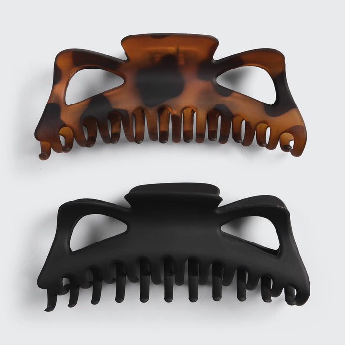 KITSCH Recycled Plastic Jumbo Classic Claw Clips 2pc - Black & Tort