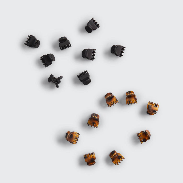 KITSCH Recycled Plastic Mini Classic Claw Clips 16pc - Black & Tort